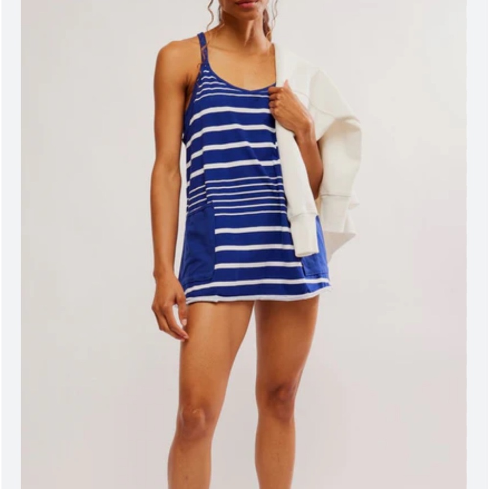 Free People Blue and White Striped Hot Shot Dress size medium